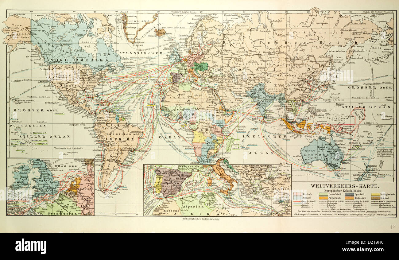 Ancienne CARTE DU MONDE Banque D'Images