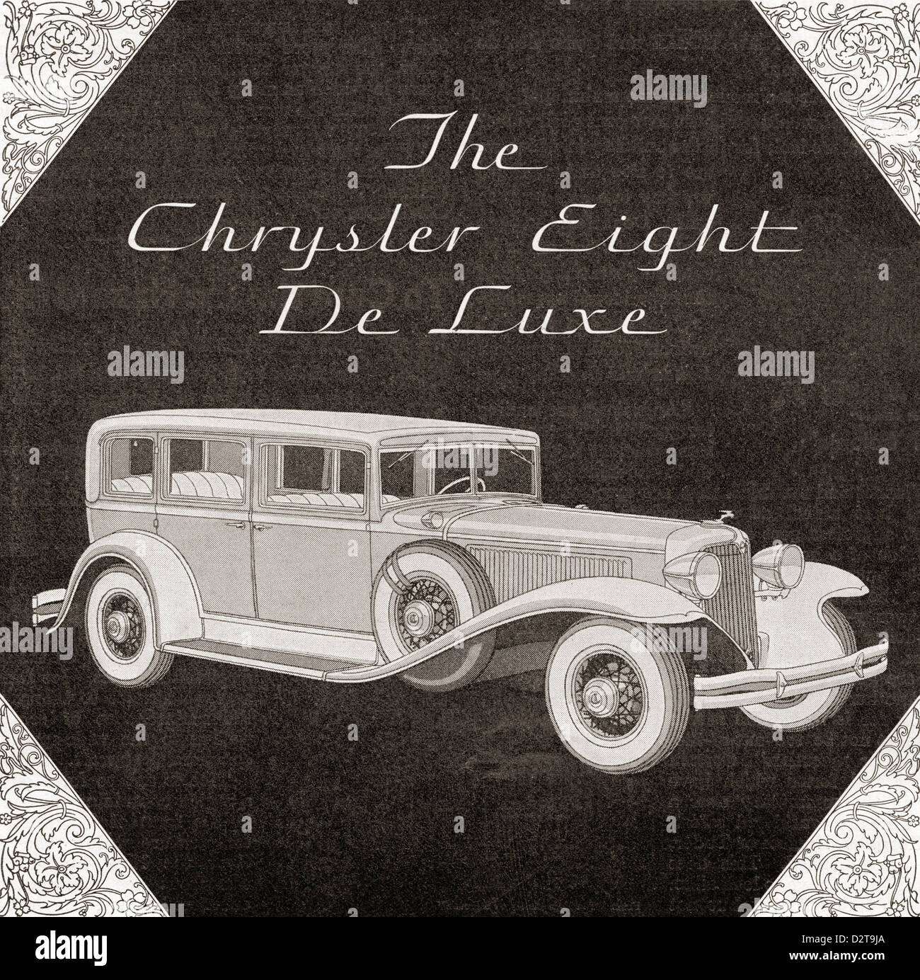 1930 Une publicité pour une voiture De Luxe Chrysler 8. Banque D'Images