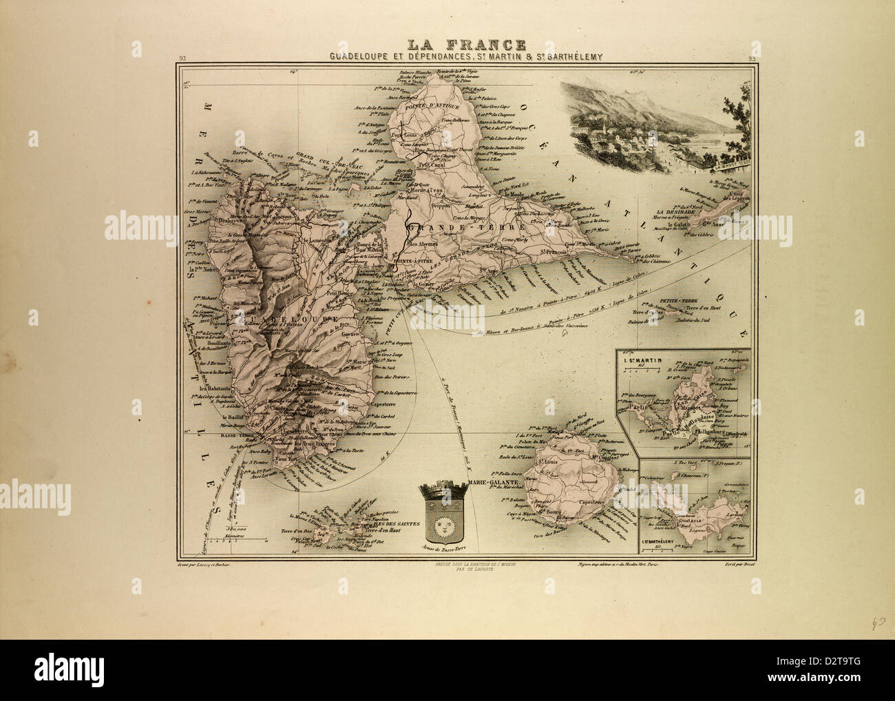 La CARTE DE LA GUADELOUPE ST. MARTIN ET ST. BARTHÉLEMY 1896 Banque D'Images