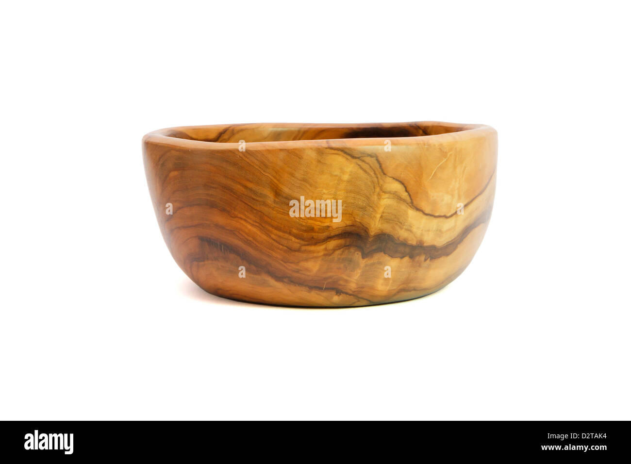 Bol en bois faits main isolé sur fond blanc Banque D'Images