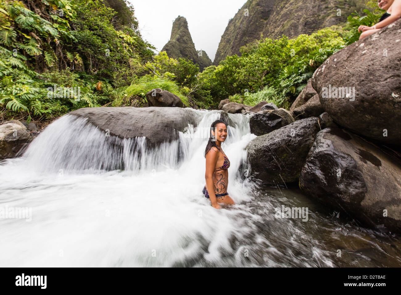 Natif d'Hawaï, l'IAO Valley, Maui, Hawaï, États-Unis d'Amérique, du Pacifique Banque D'Images
