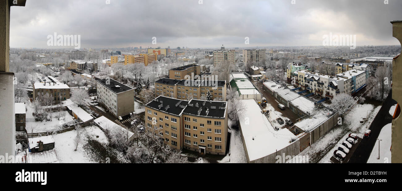 Vue aérienne de Lodz (Łódź) cityscape - Pologne Banque D'Images