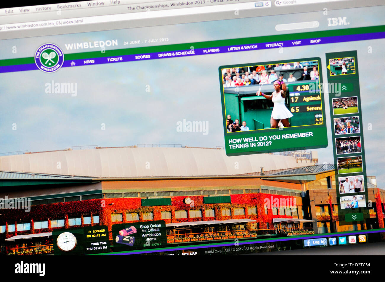 Site web de Wimbledon - le site officiel de la Tennis de Wimbledon Banque D'Images