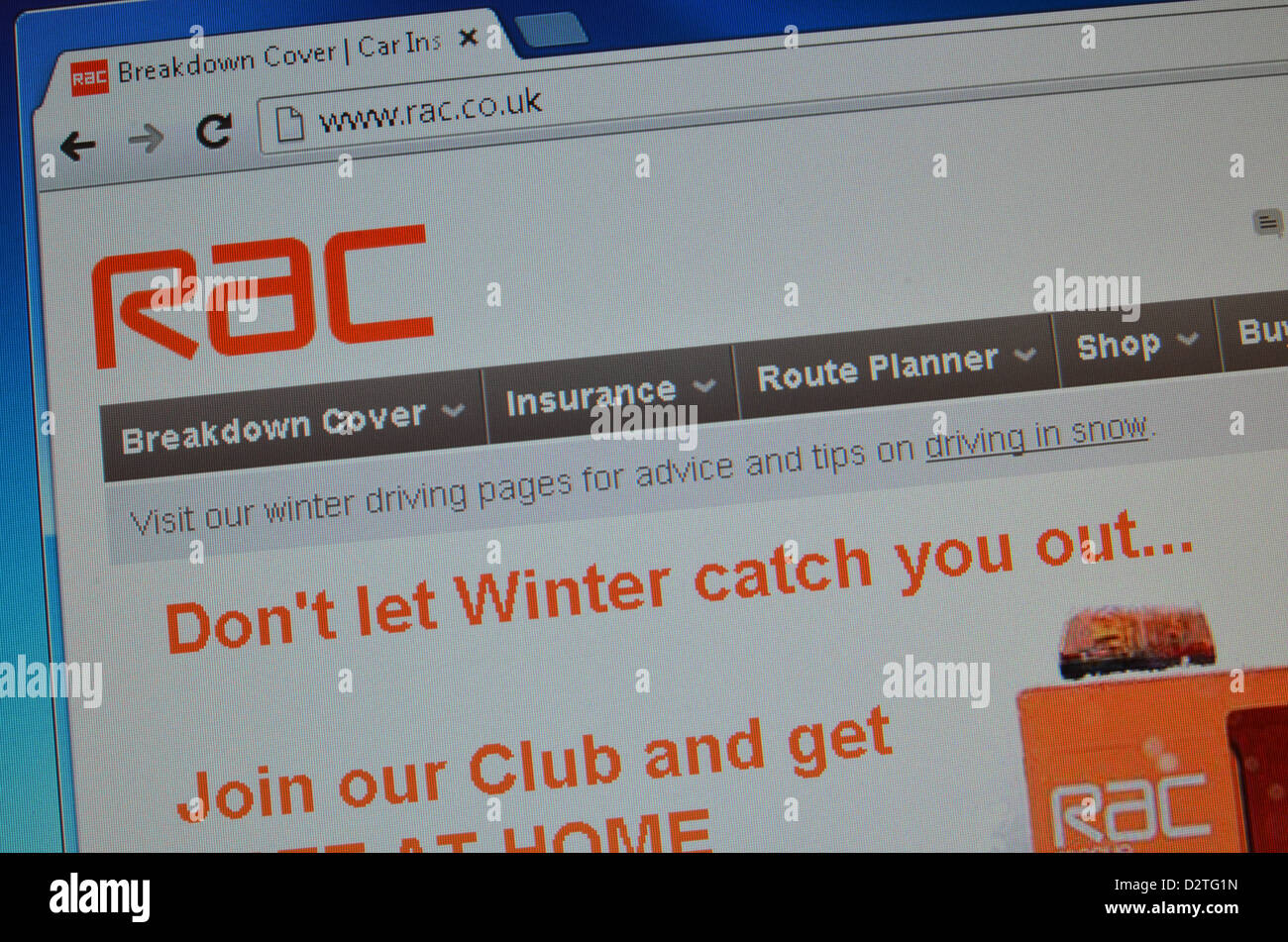 Rac.co.uk website screenshot Banque D'Images