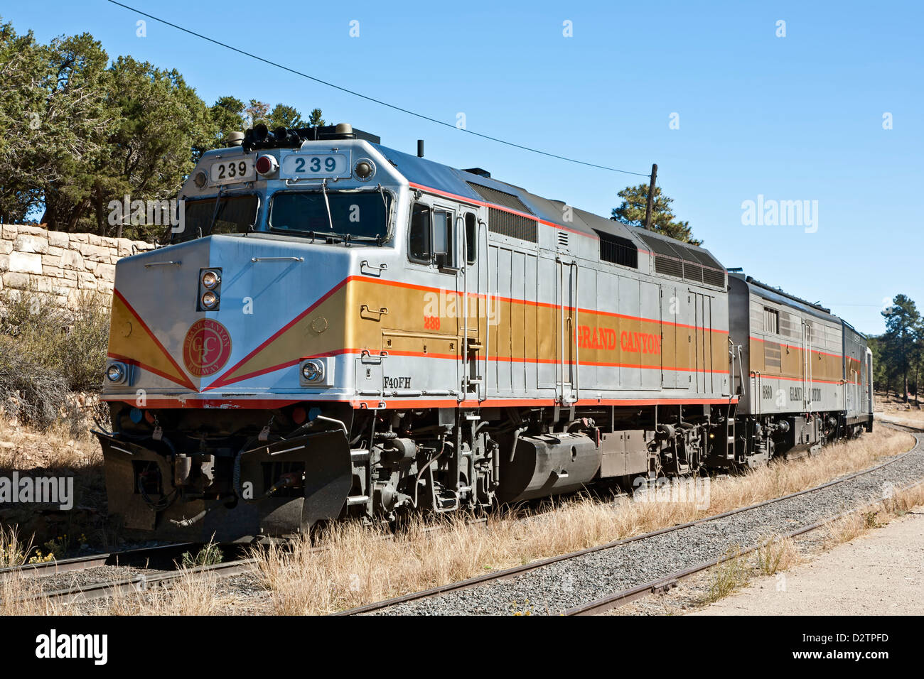 Moteur de train, chemin de fer du Grand Canyon, le Parc National du Grand Canyon, Arizona USA Banque D'Images