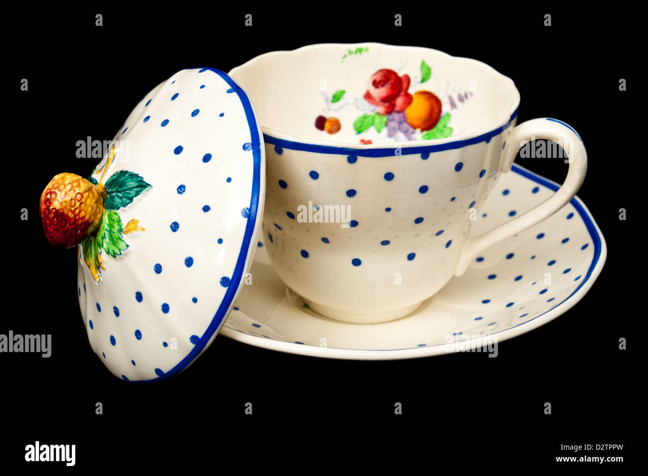 1930 Copeland Spode 'Polka Dot' couverts chocolat potable tasse et soucoupe Banque D'Images