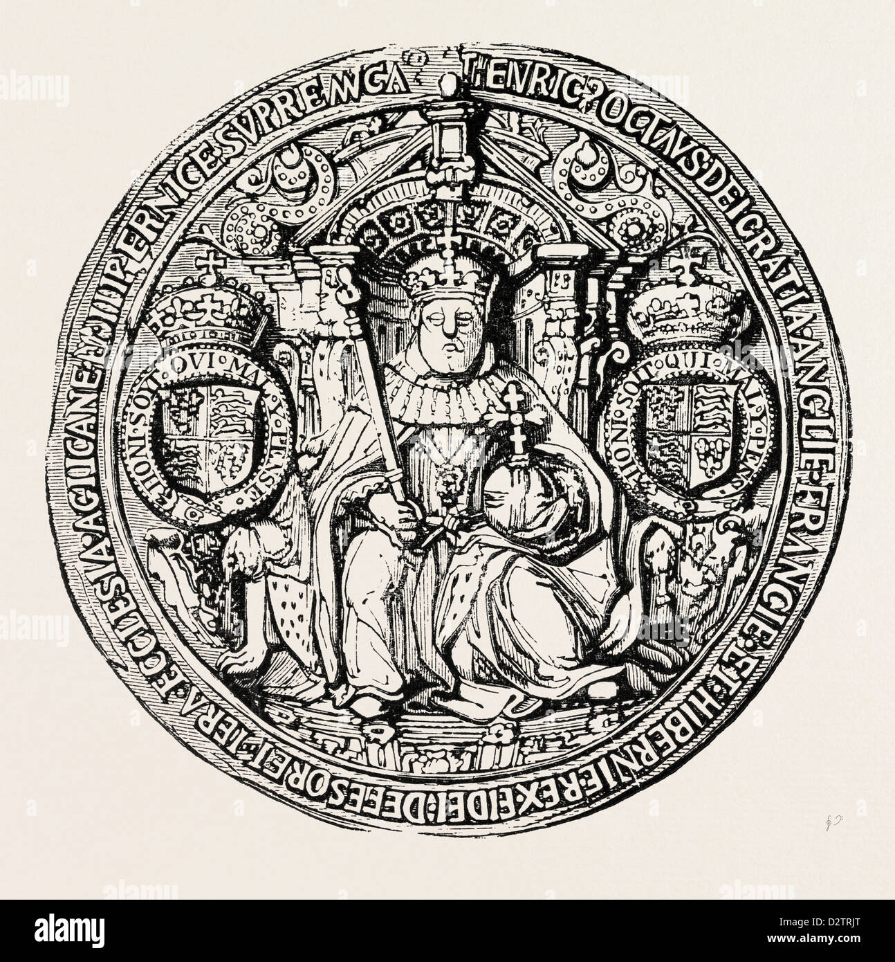 Grand sceau de Henry VIII. Banque D'Images