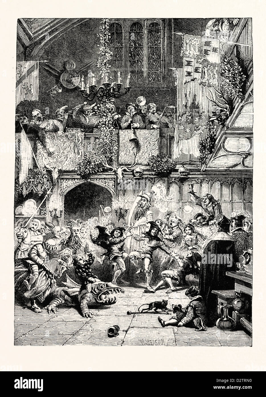 TUDOR FOIS : Noël se délecte DANS LE HALL BARONNIAL. Banque D'Images