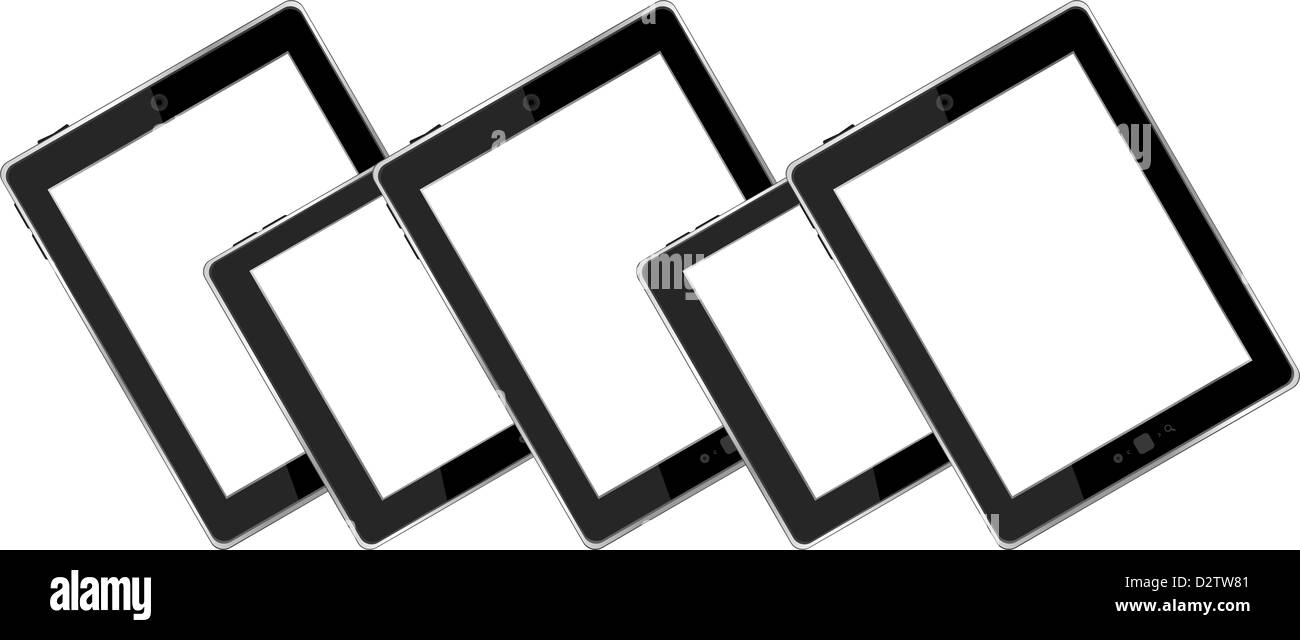 Ensemble de générique vierge tablet pc avec écran blanc ipad Banque D'Images