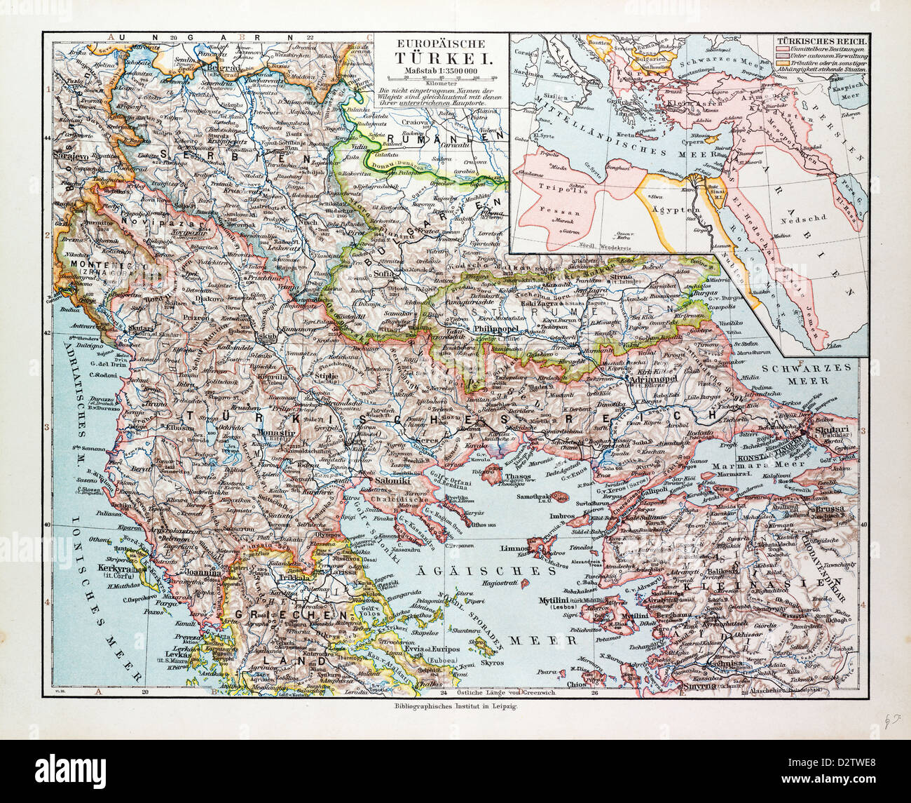 Carte DE LA SERBIE MONTÉNÉGRO MACÉDOINE ALBANIE GRÈCE BULGARIE DU NORD