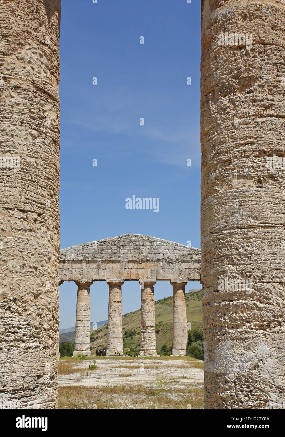 Le temple dorique de Ségeste, Segesta, Sicile, Italie Banque D'Images