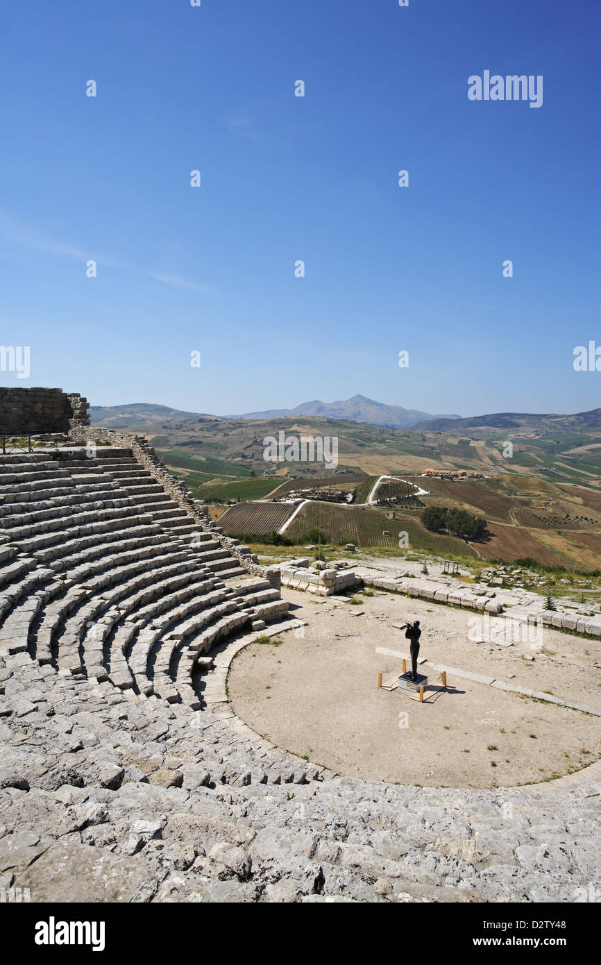 L'Elymian theatre, Segesta, Sicile, Italie Banque D'Images