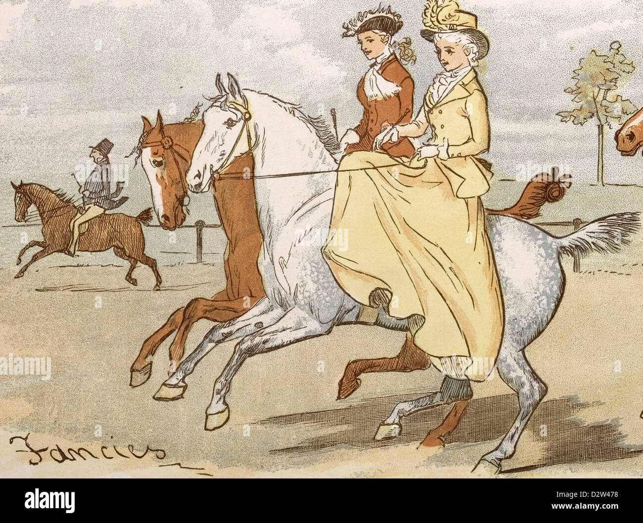 Deux dames à cheval Banque D'Images