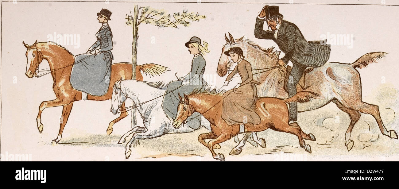 Cheval du 19e siècle, l'image gravée Banque D'Images