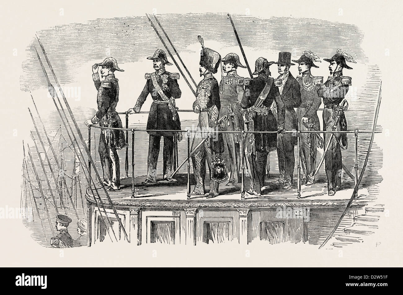 L'EMPEREUR À BORD DU VAPEUR VIS-YACHT DE LA REINE HORTENSE DE QUITTER LE PORT 1854 Banque D'Images