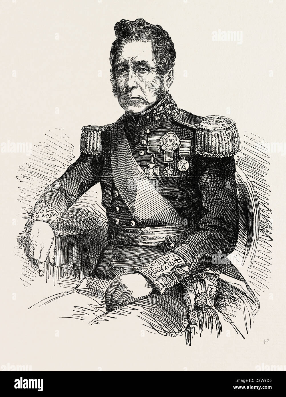 Le LIEUTENANT-GÉNÉRAL SIR JOHN FOX BURGOYNE G.C.B. À partir d'un daguerréotype PAR VICTOR PLUMIER 1854 Banque D'Images