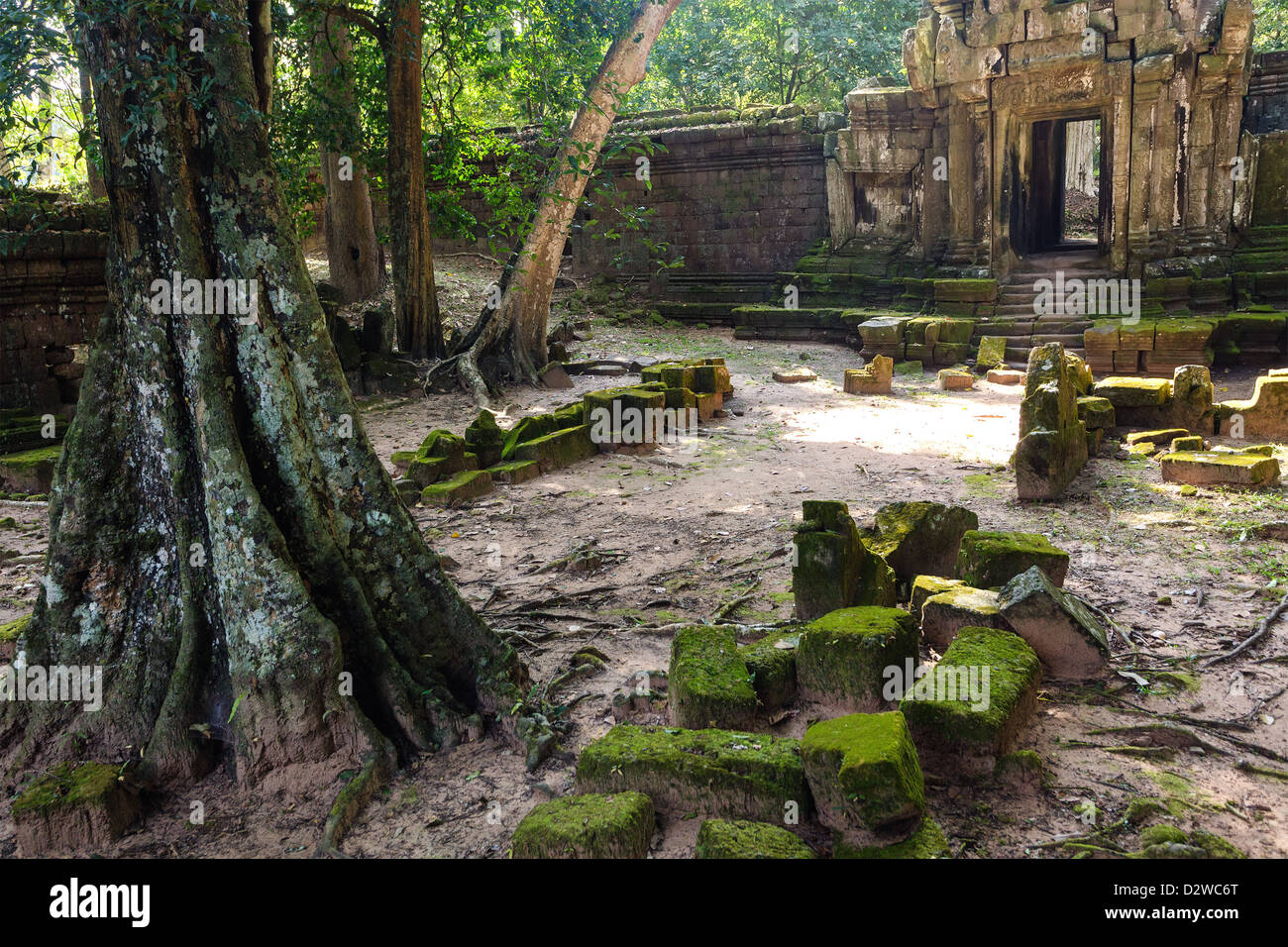 La jungle et les ruines d'Angkor, Royal Palace porte est, au Cambodge Banque D'Images