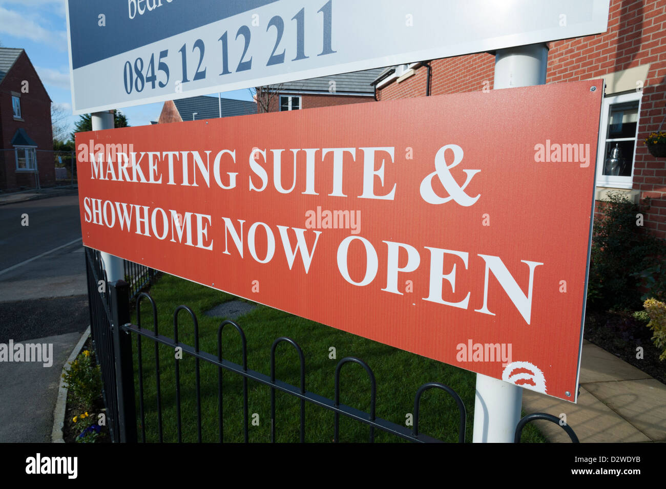 Marketing suite signer au développement de nouveaux logements dans le Cambridgeshire UK par Eglise Charles Banque D'Images