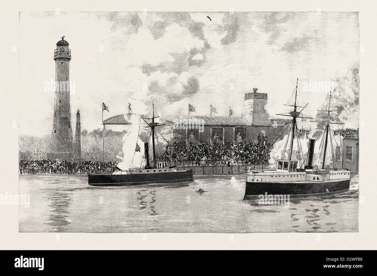 ACTION NAVALE ENTRE NAVIRES DE MODÈLE À L'EXPOSITION DE LA MARINE ROYALE. Banque D'Images