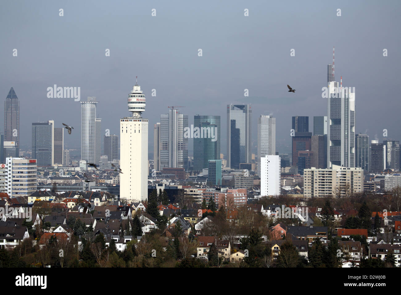 Francfort, Allemagne, toits de maisons du quartier financier Banque D'Images