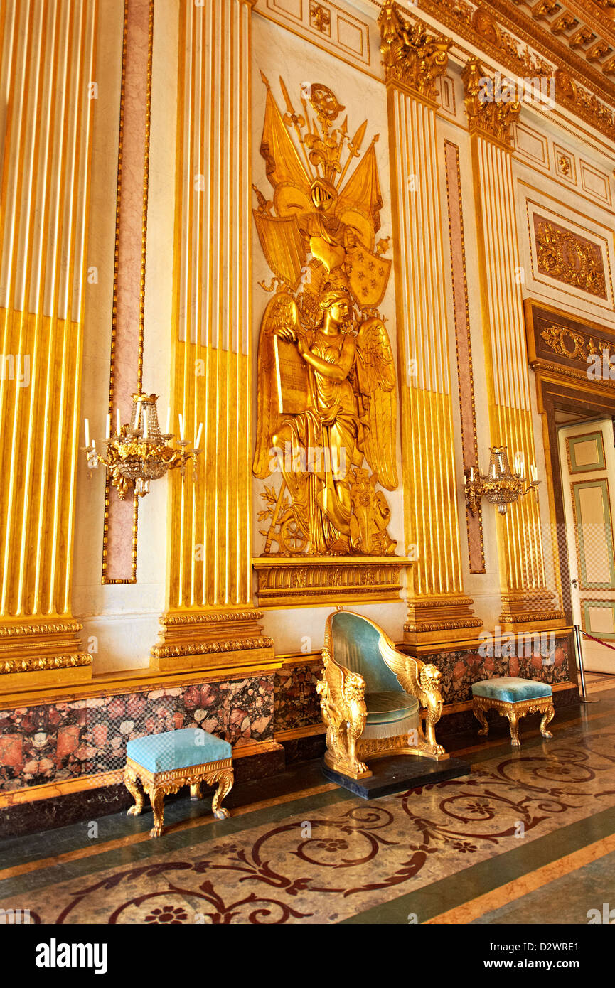 "La salle du trône du Palais Royal de Caserte, Italie Banque D'Images