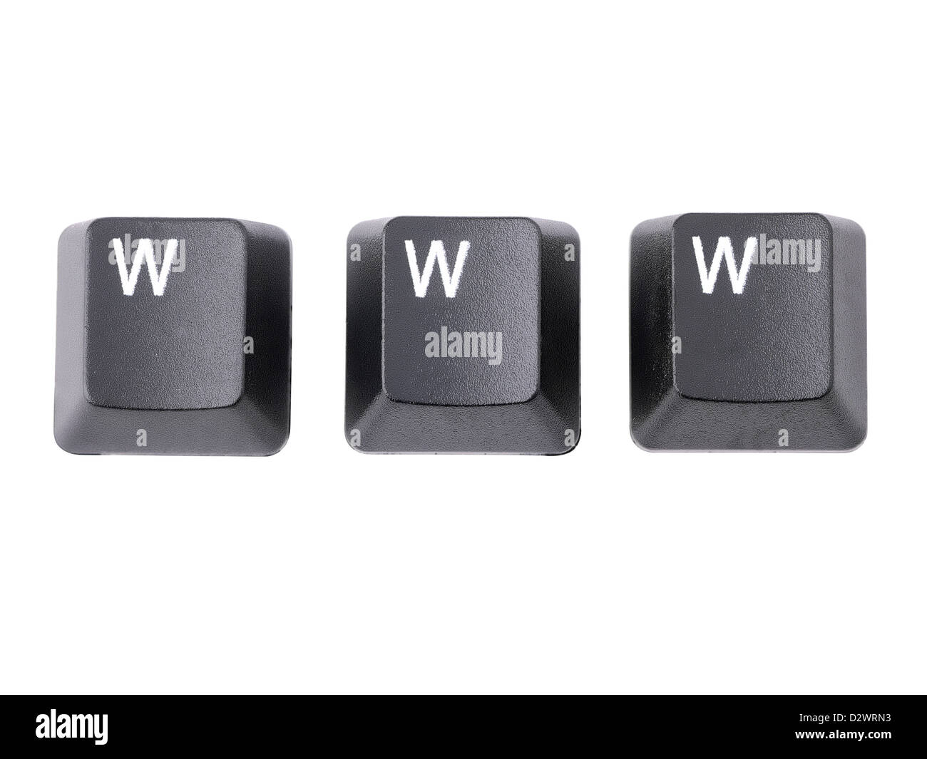 Trois touches de clavier noir acronyme WWW orthographe sur fond blanc Banque D'Images