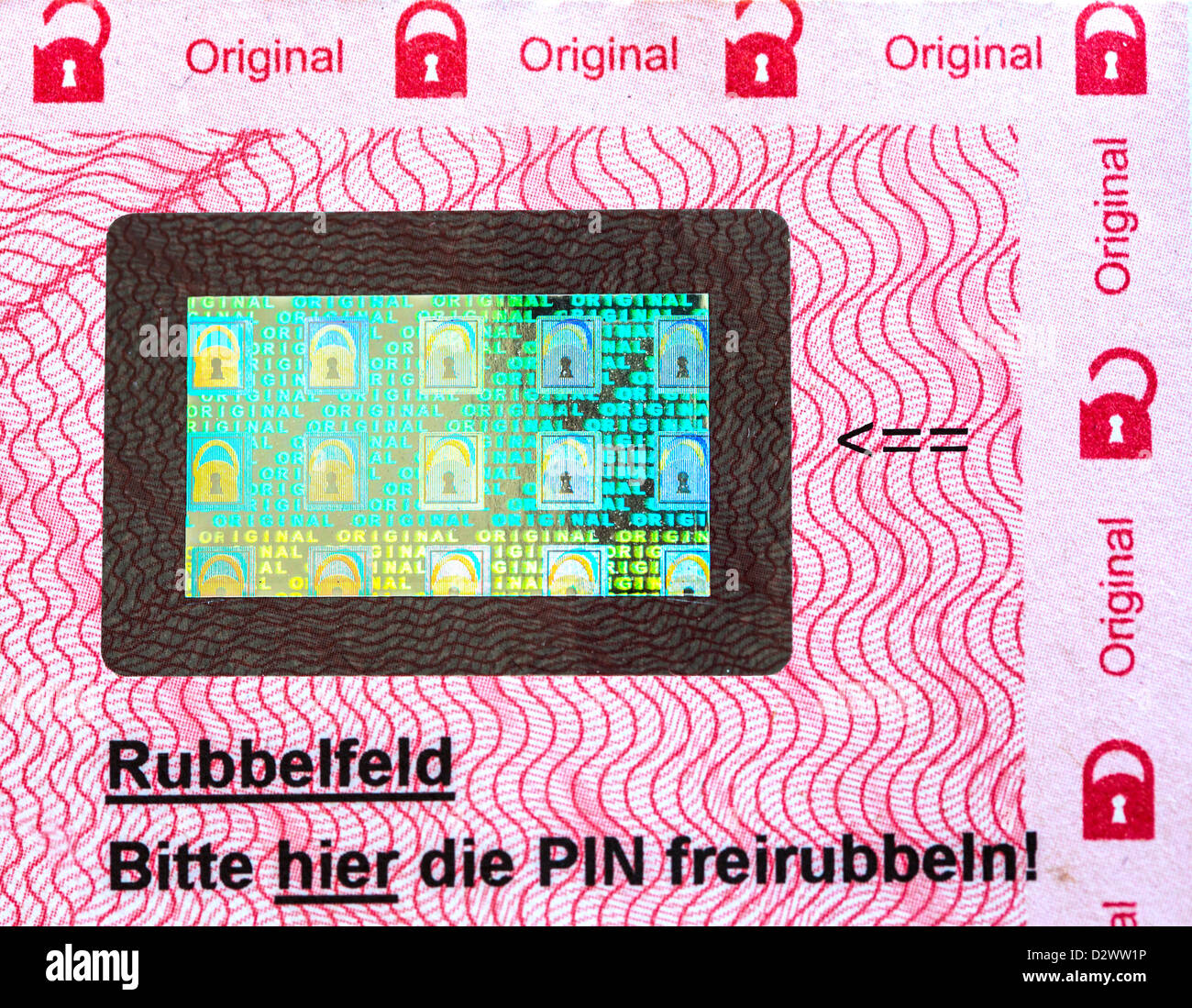 Libération d'une banque avec le numéro d'identification personnel, code PIN, pour une carte de crédit, carte de débit, carte cash. Banque D'Images