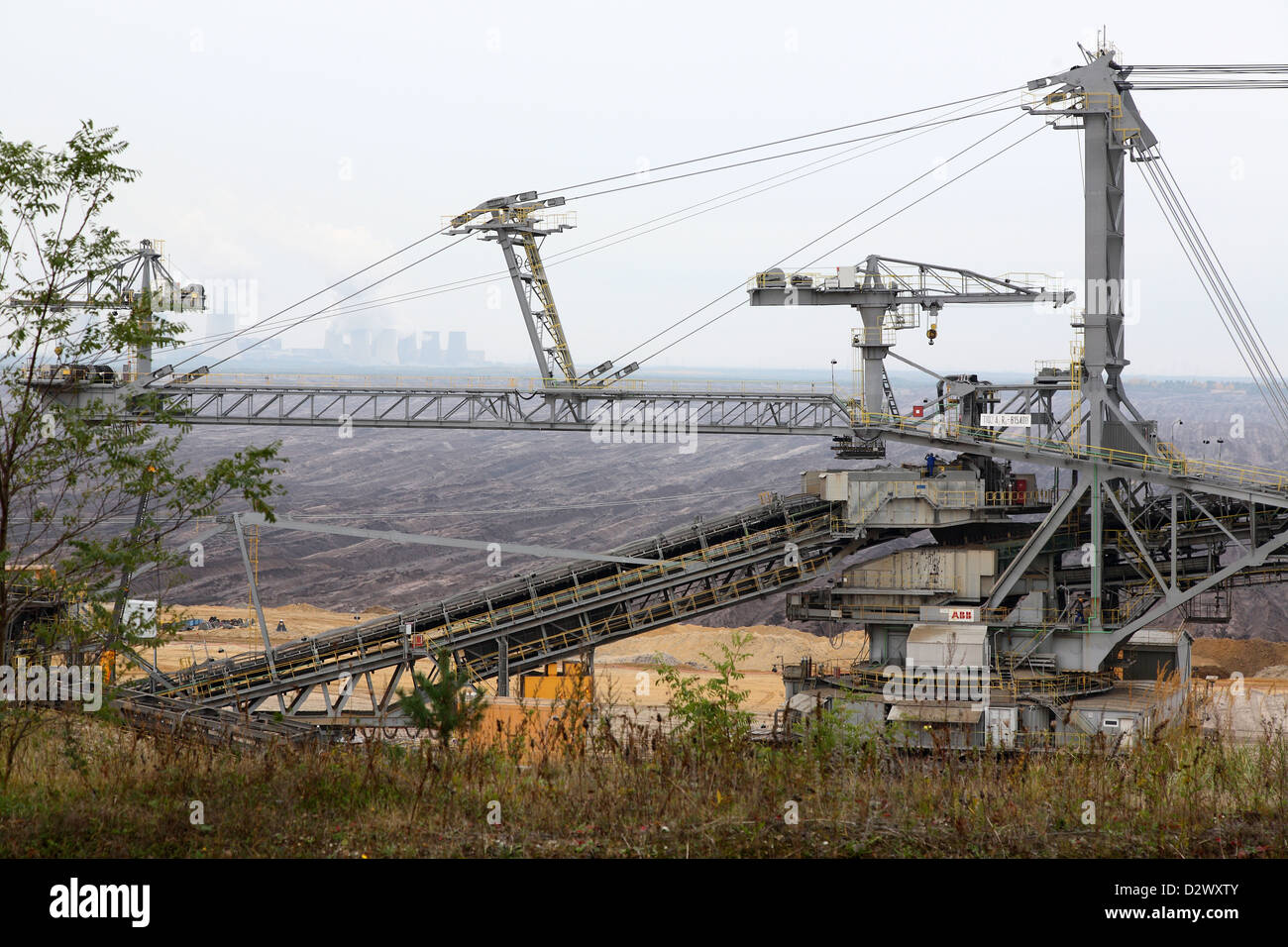 Nochten, Allemagne, écarteurs de Nochten mine à ciel ouvert sur la Mine du Nord Banque D'Images