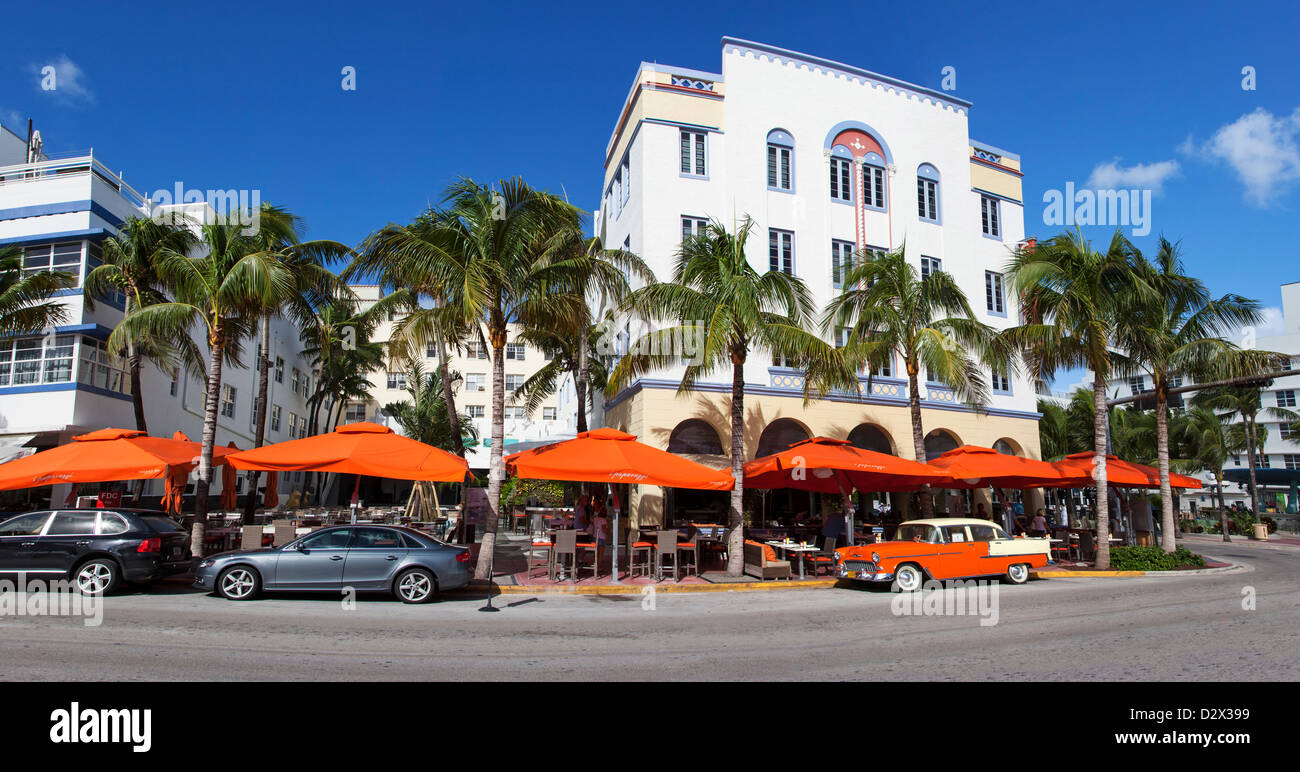 Ocean Drive, à South Beach, Miami Beach, États-Unis Banque D'Images