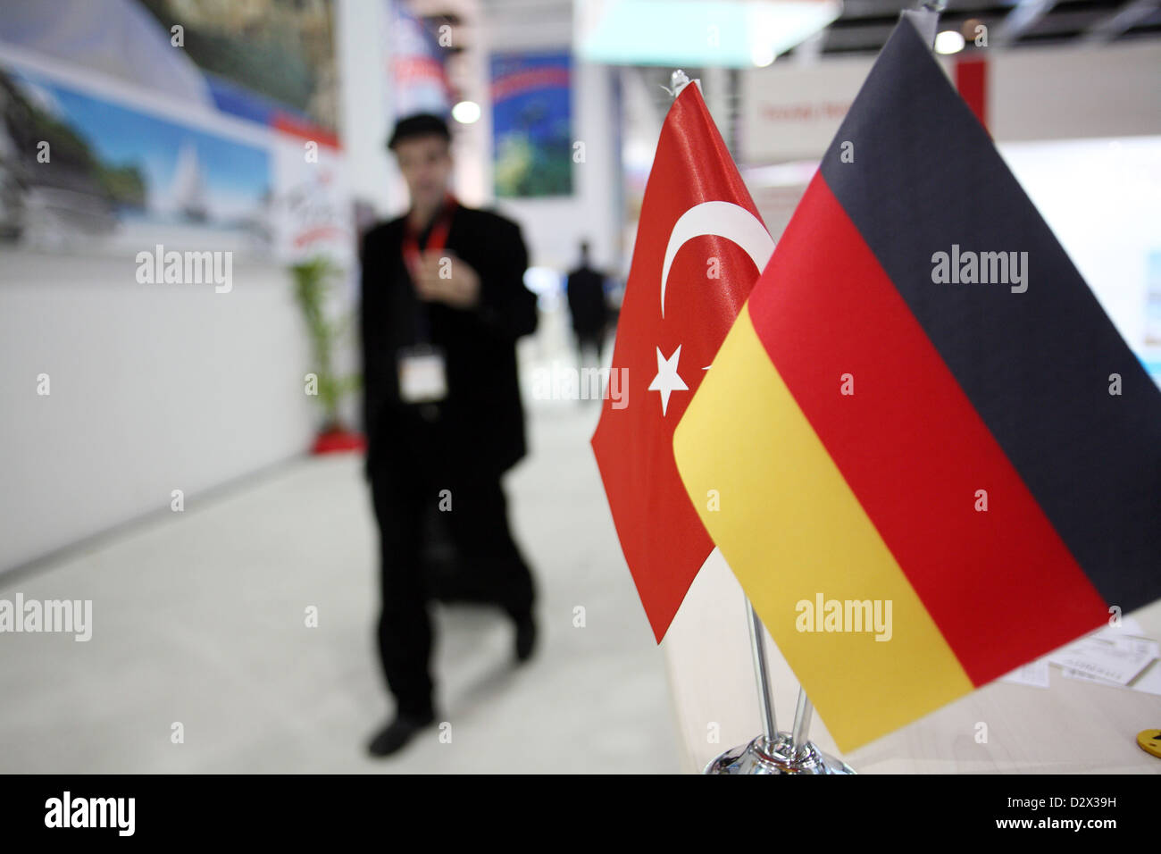 Berlin, Allemagne, ITB, drapeau allemand et turc Banque D'Images
