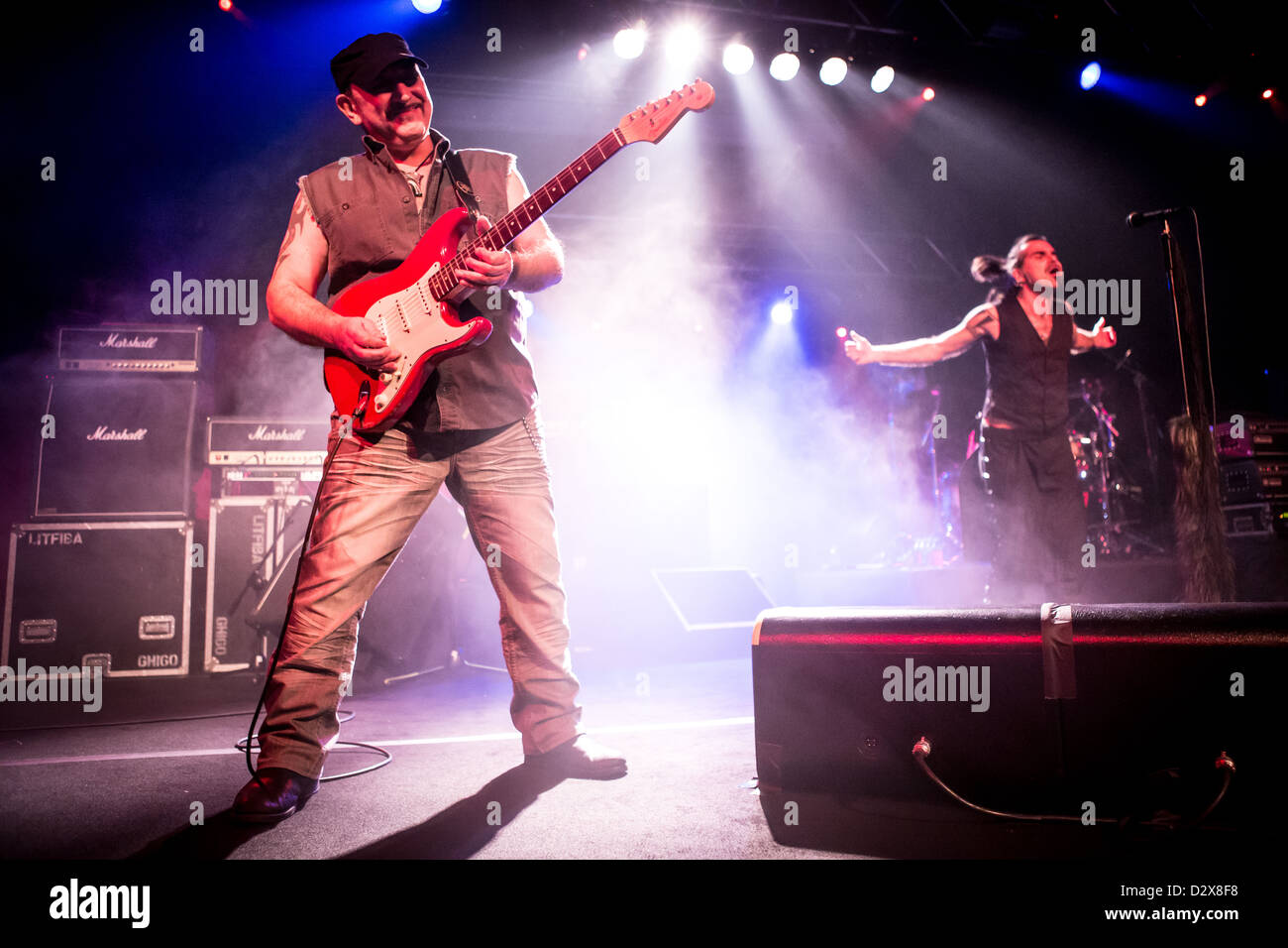 30 janvier 2013 - Le célèbre groupe de rock italien Litfiba effectue au music club Alcatraz de Milan, Italie Banque D'Images