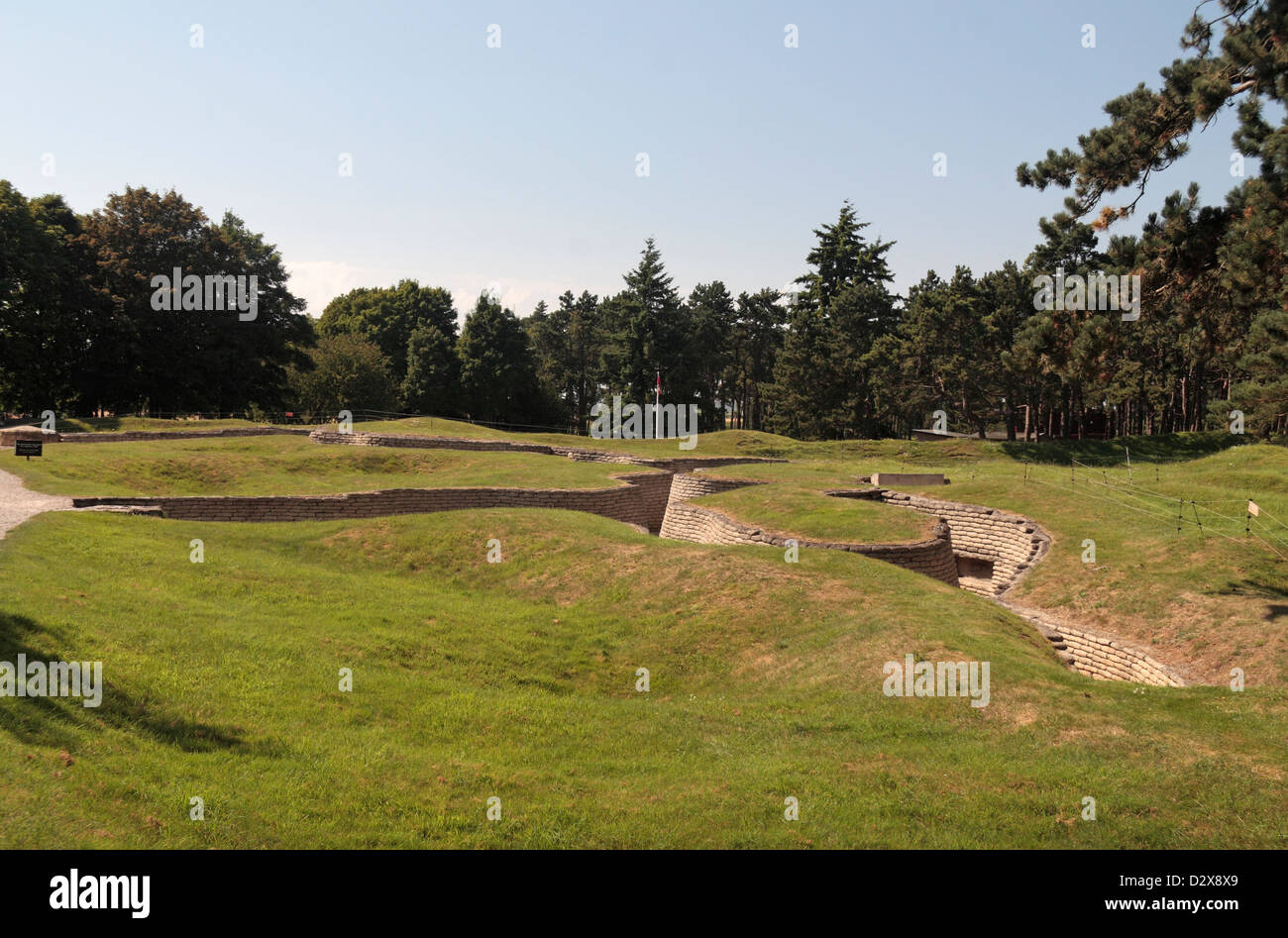 Préservés des tranchées au Mémorial canadien de la Première Guerre mondiale, la crête de Vimy, lieu historique national du Canada, Vimy, France. Banque D'Images