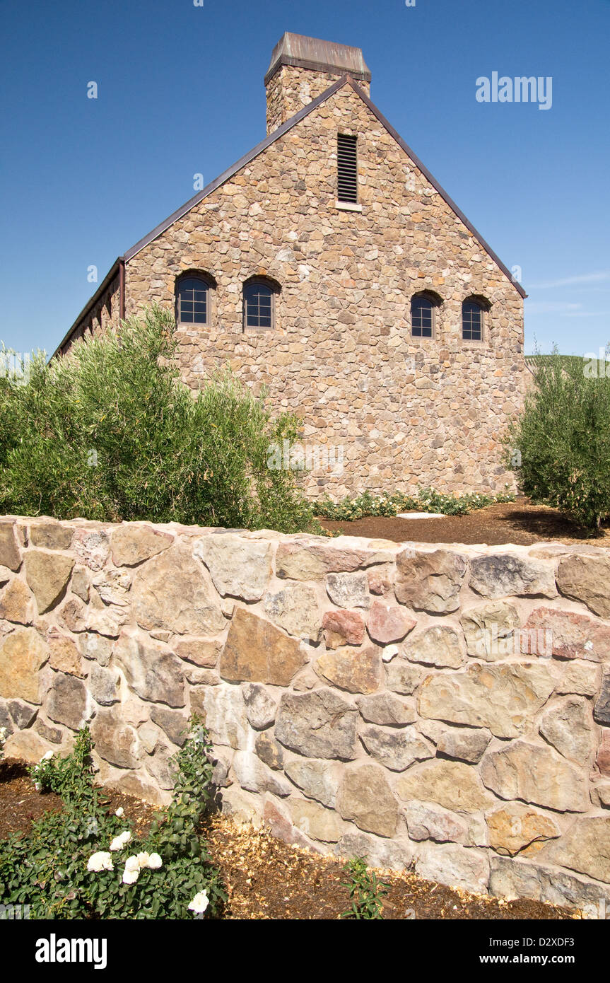 Un bâtiment rustique en pierre capture l'ambiance de California Wine Country Banque D'Images