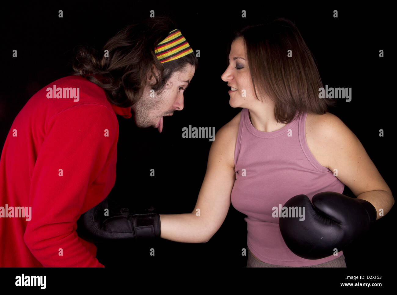 La défense elle-même fille de boxe Banque D'Images