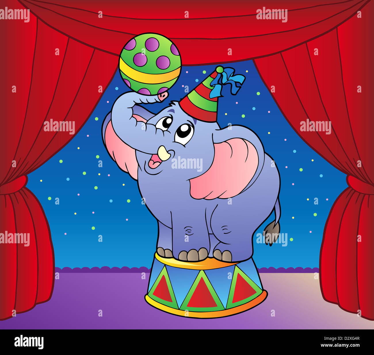 L Elephant De Cirque Dessin Anime Sur L Etape 1 Illustration Couleur Photo Stock Alamy