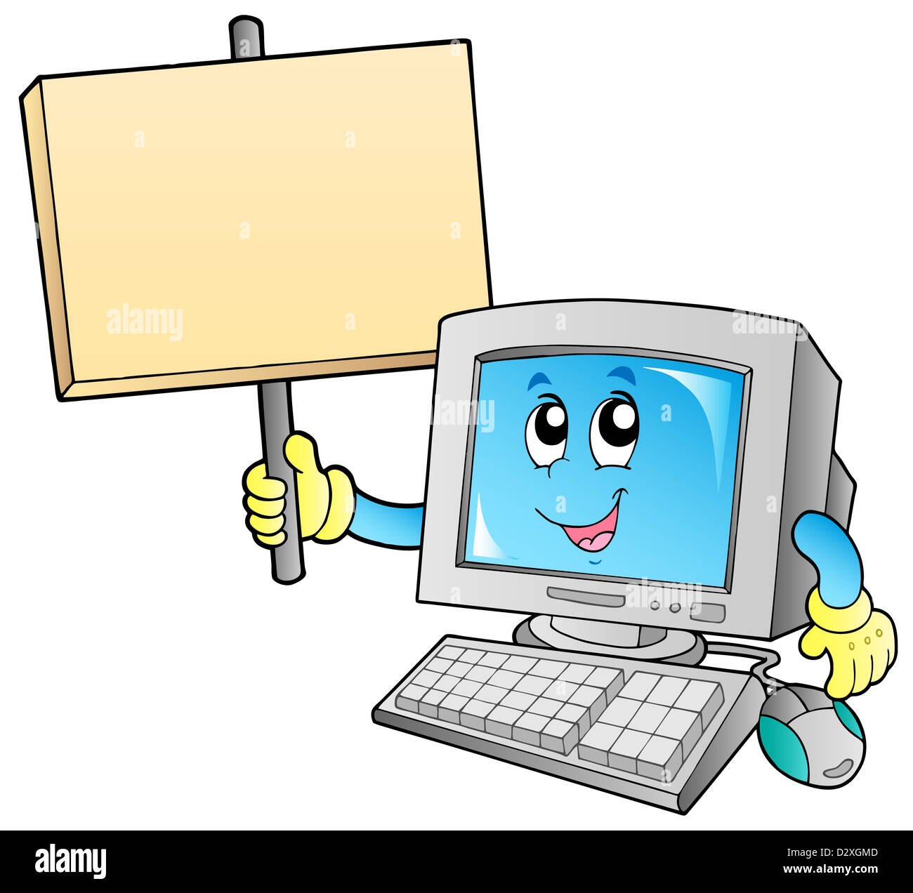 Ordinateur de bureau avec carte vierge - illustration isolé. Banque D'Images