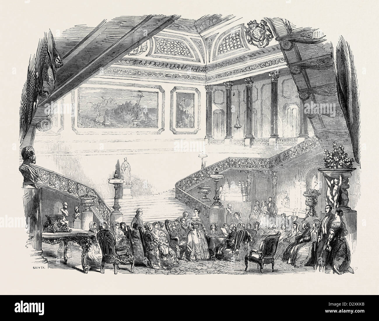 Réunion du Comité des dames à Stafford House, à l'AIDE DE LA GRANDE EXPOSITION DE L'INDUSTRIE DE TOUTES LES NATIONS, en 1851. Banque D'Images