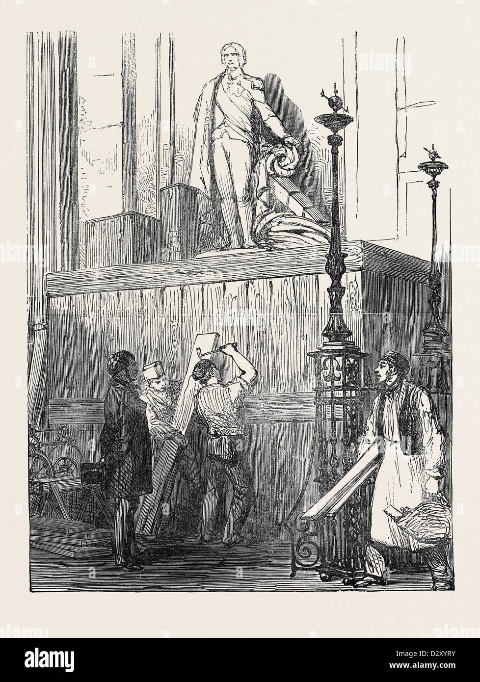 Les préparatifs POUR LES FUNÉRAILLES DU DUC DE WELLINGTON, À ST. PAUL'S CATHEDRAL : LE MONUMENT NELSON, 1852 Banque D'Images