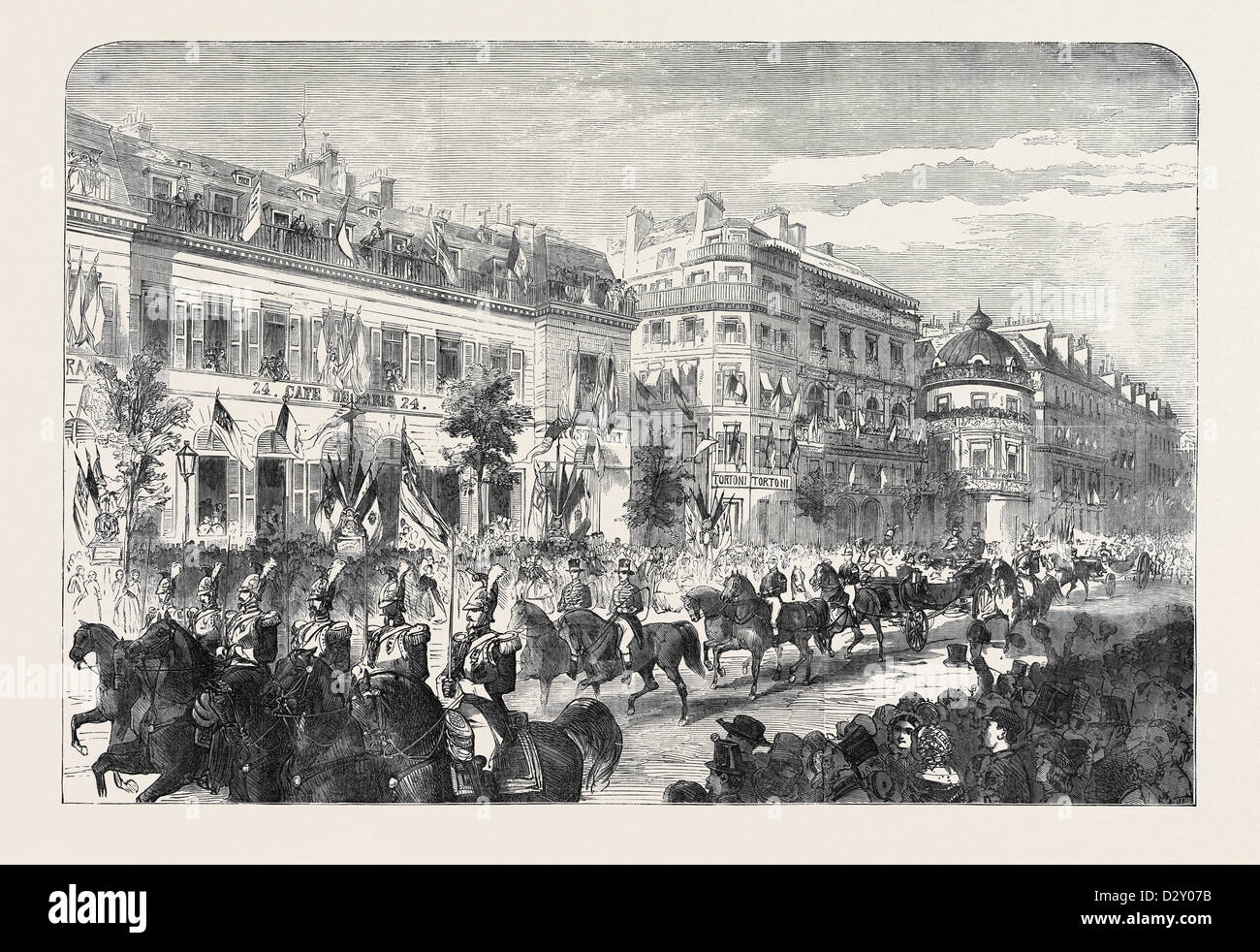 La procession royale et impériale passant du boulevard des Italiens, PARIS Banque D'Images