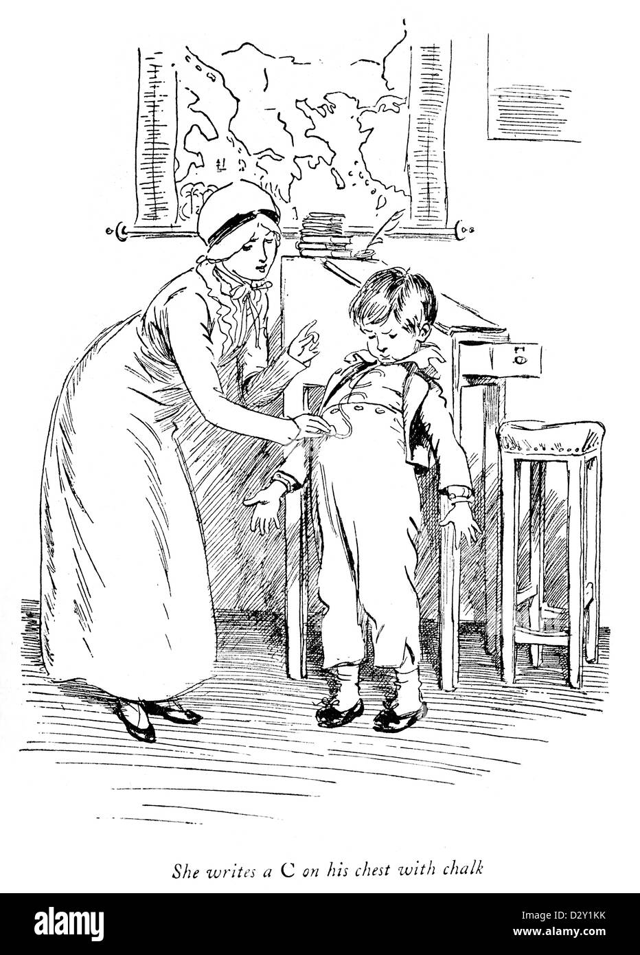 Illustration de la qualité de jeu J. M. Barrie Street, une comédie sur deux sœurs qui commencent une école pour enfants "distinguée". Banque D'Images