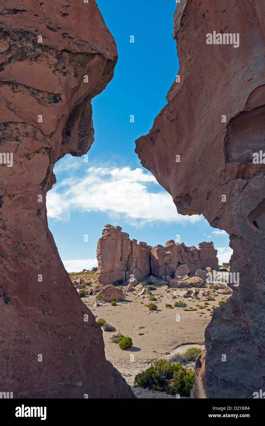 Les formations de roche dans le désert de l'Altiplano, Bolivie, Amérique du Sud Banque D'Images