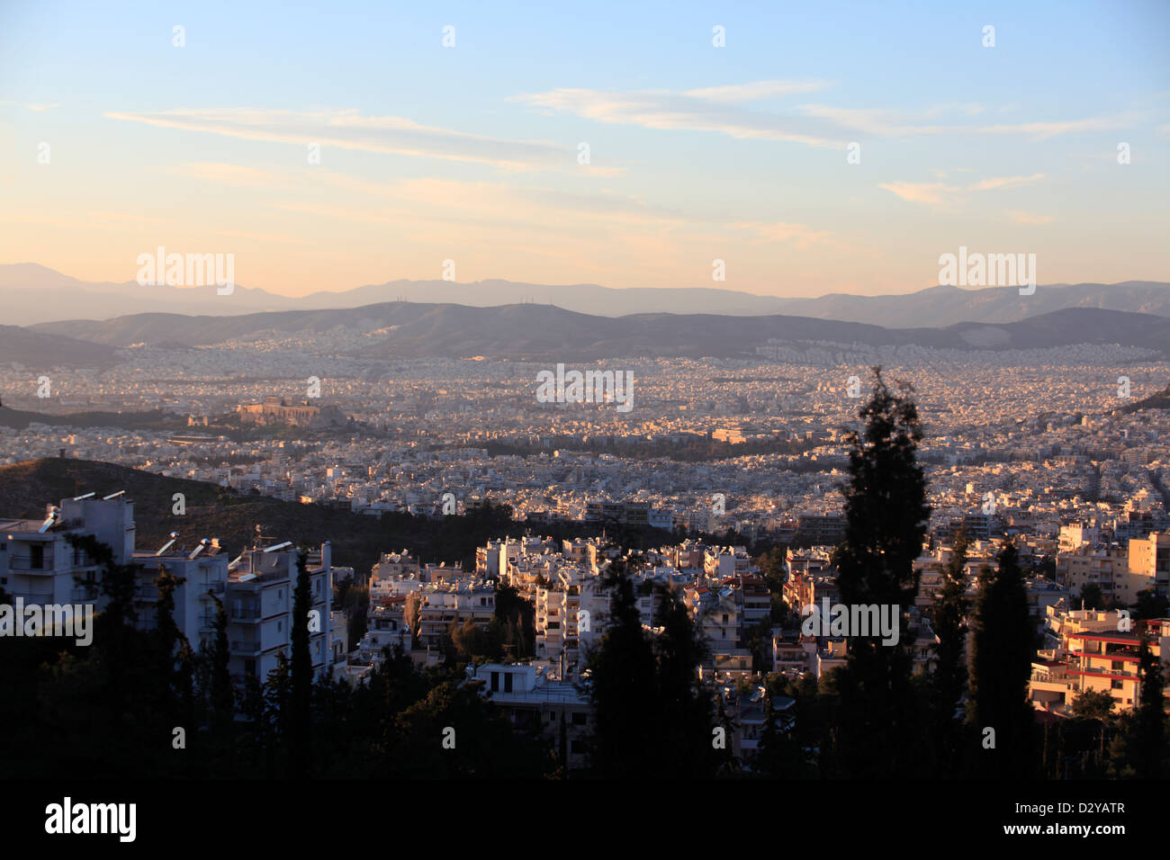 Grèce Athènes Attica la vue sur la ville depuis le mont Hymette Banque D'Images