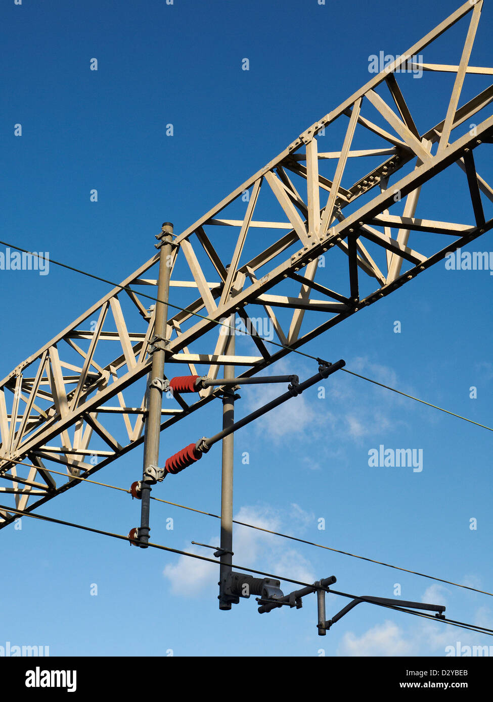 Les lignes électriques pour trains électriques au Royaume-Uni Banque D'Images