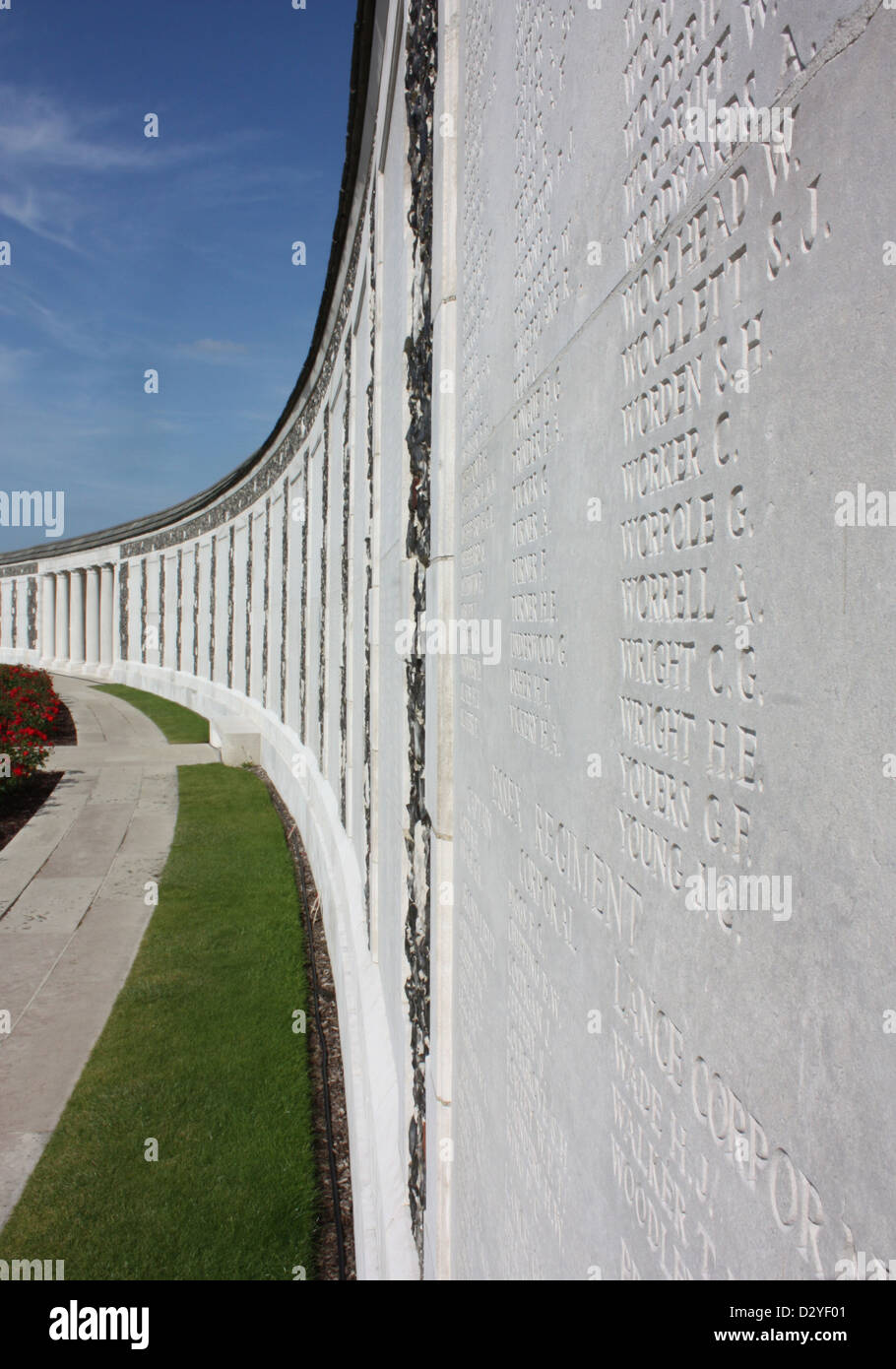 La Première Guerre mondiale Tyne Cot mémorial aux disparus Banque D'Images