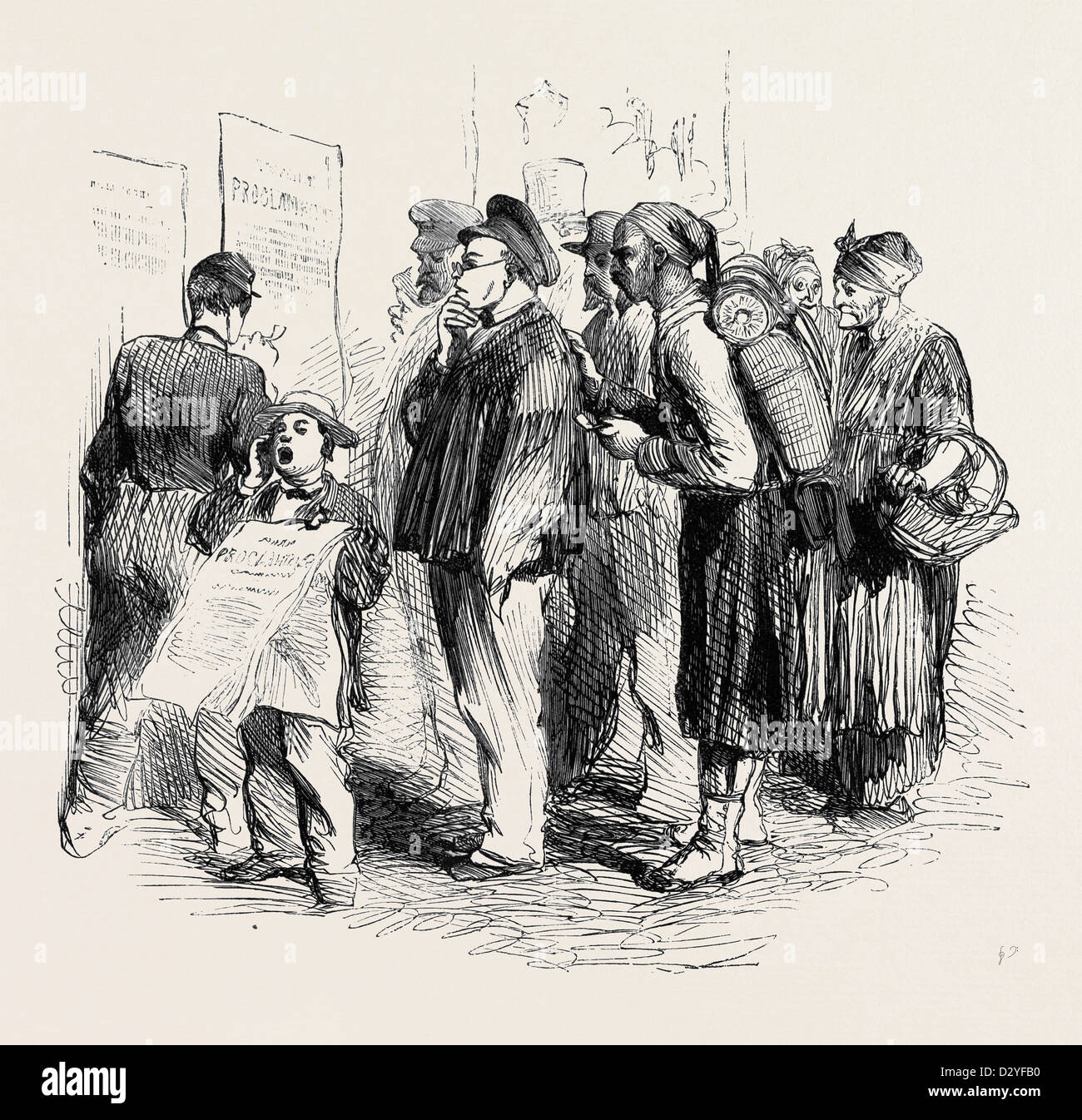 La GUERRE EN ITALIE LA LECTURE DE LA PROCLAMATION DE LA GUERRE DE L'Empereur NAPOLÉON À LYON Banque D'Images