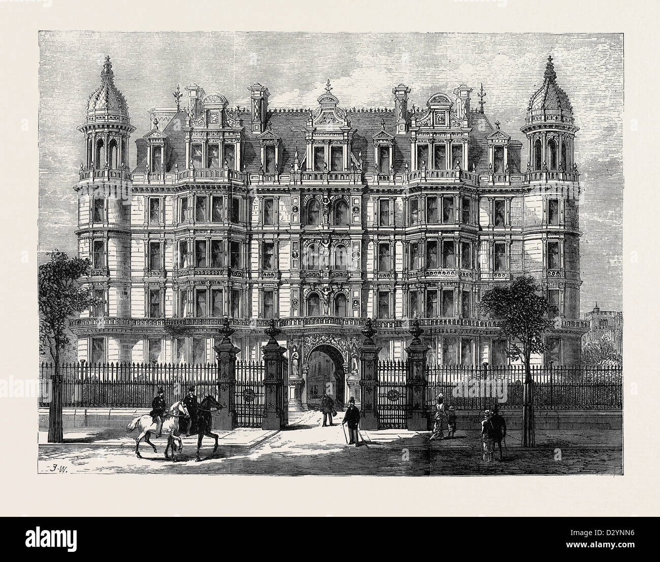 Nouveaux bâtiments TEMPLE GARDENS 1880 Banque D'Images