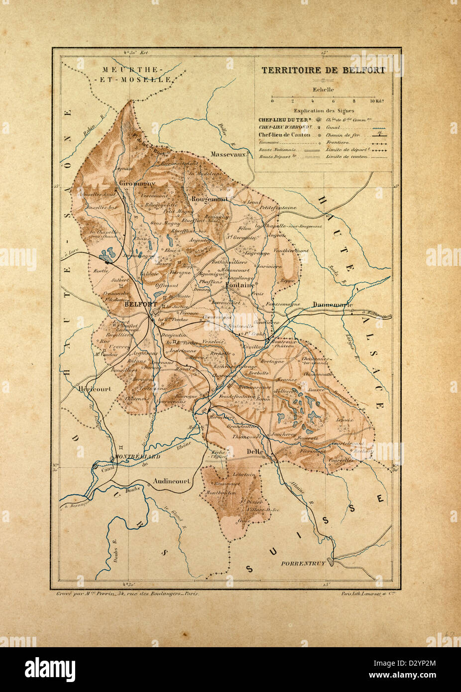 Carte DE TERRITOIRE DE BELFORT FRANCE Banque D'Images