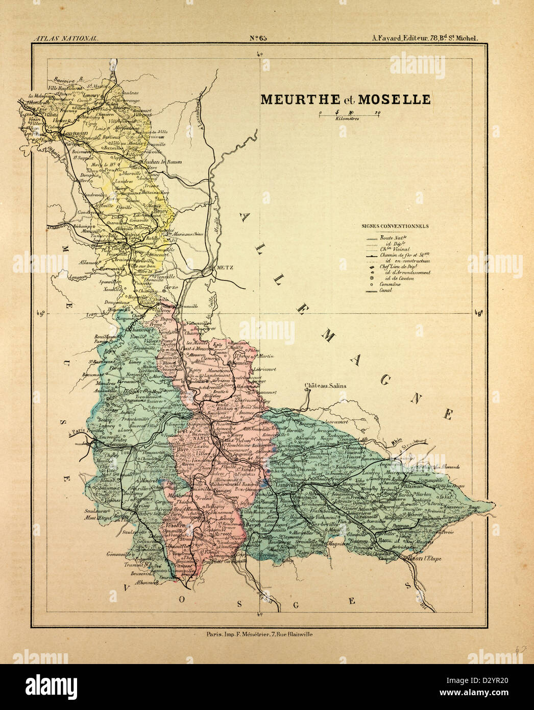 Plan de Meurthe et Moselle France Banque D'Images