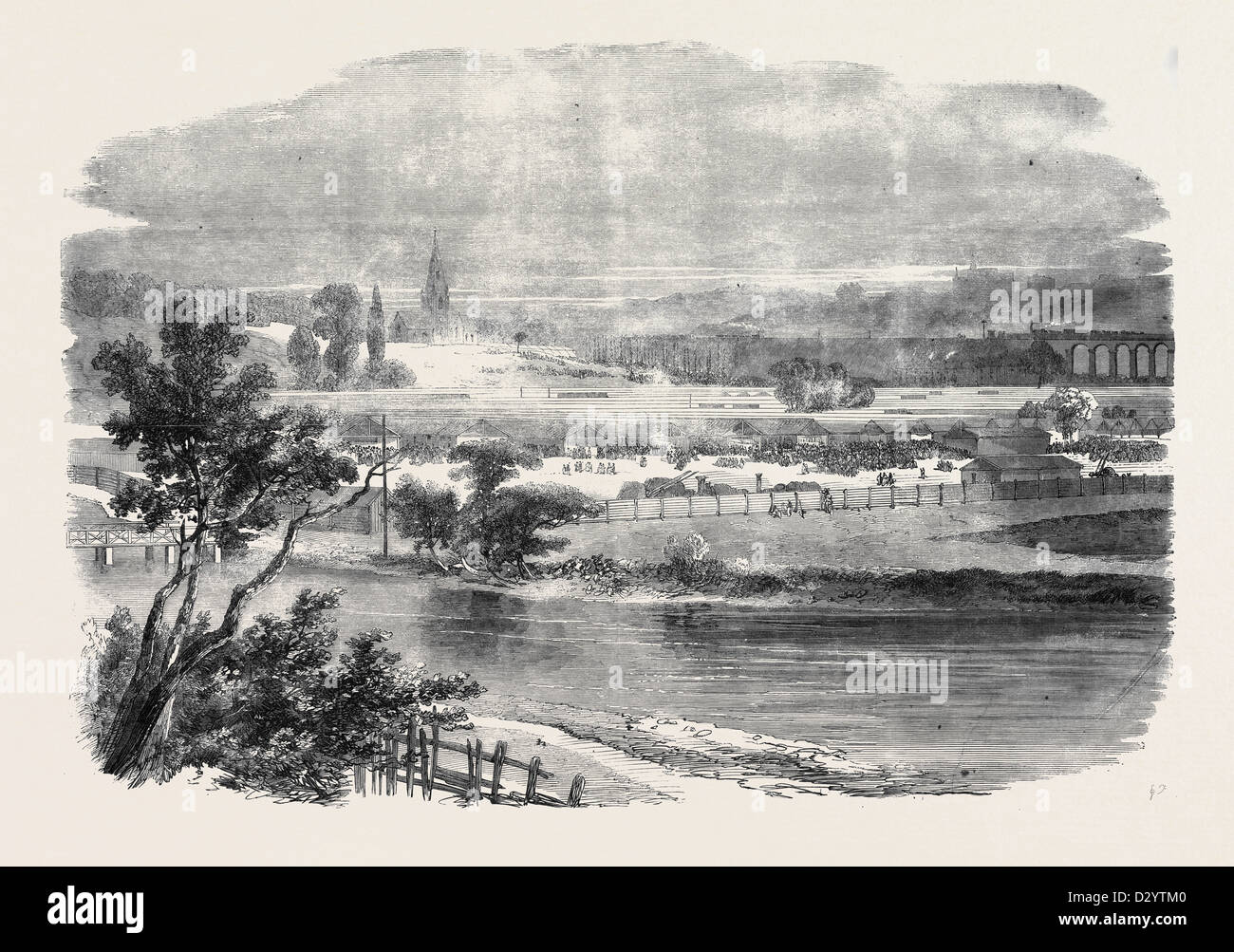 Réunion DE LA ROYAL AGRICULTURAL SOCIETY AT LEEDS LE BÉTAIL ET LA MISE EN ŒUVRE MET EN VU DE ARMLEY COLLINE 20 JUILLET 1861 Banque D'Images