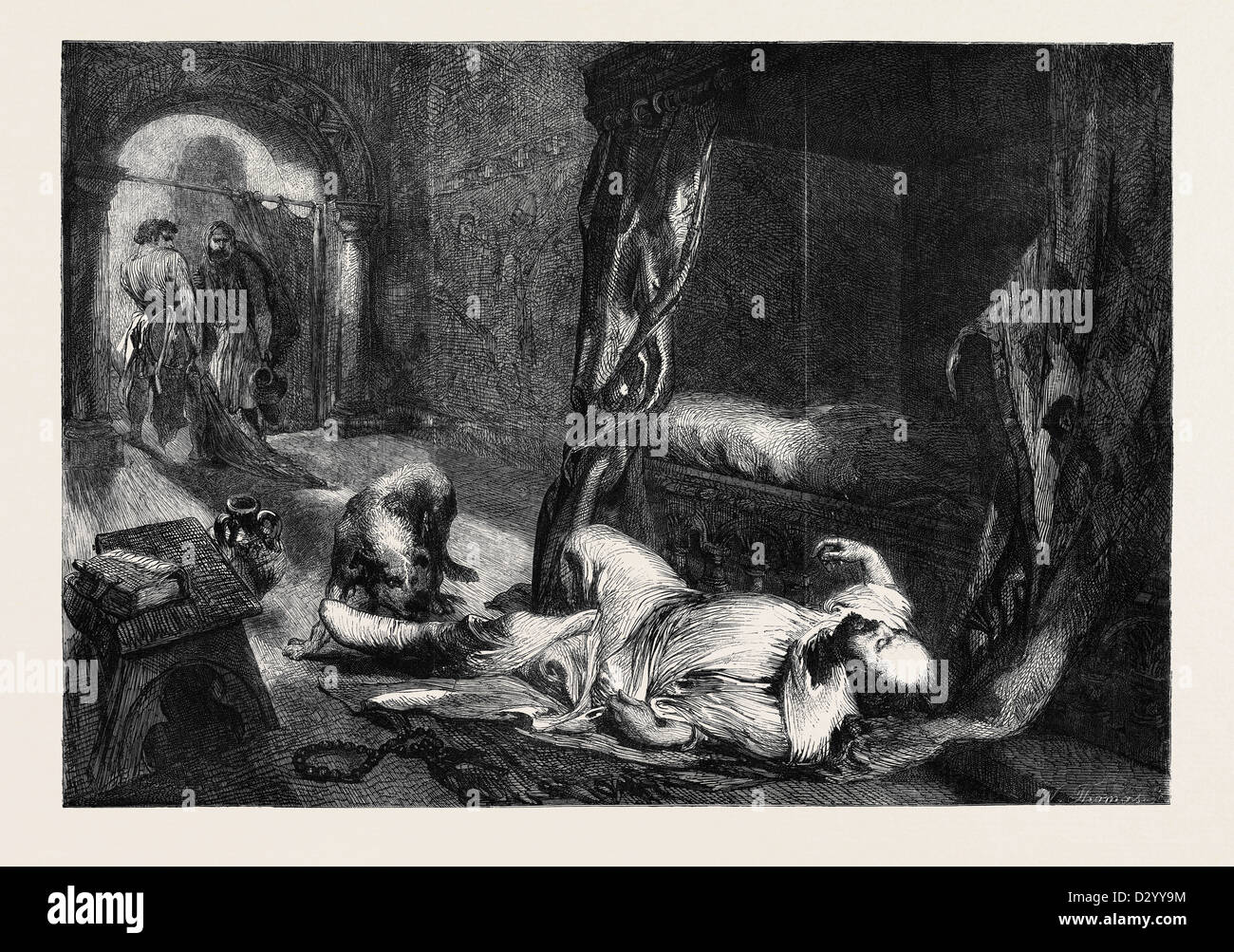 La mort de Guillaume le Conquérant dessiné par J. GILBERT Banque D'Images